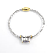 Amethyst Heart Crystal Cable Bracelet – 2.5