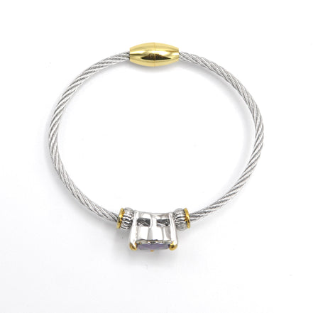 Amethyst Heart Crystal Cable Bracelet – 2.5" Diameter#4110BR-AM(FD14)
