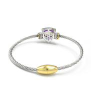 Amethyst Heart Crystal Cable Bracelet – 2.5