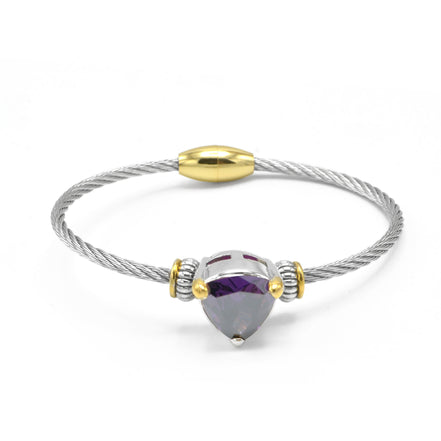 Amethyst Heart Crystal Cable Bracelet – 2.5" Diameter#4110BR-AM(FD14)