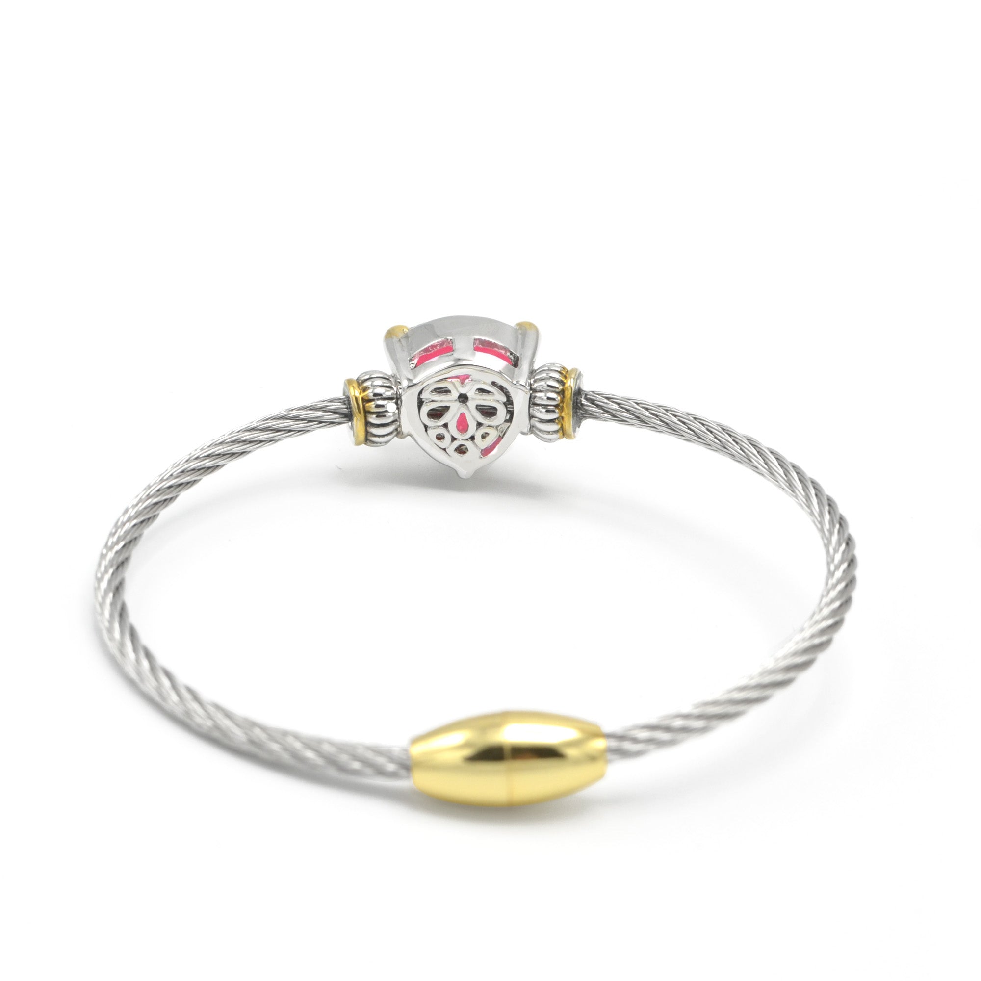 TWO TONE ROSE CRYSTAL CLASSIC CABLE BRACELET# 4110BR-ROSE.   (FD15)