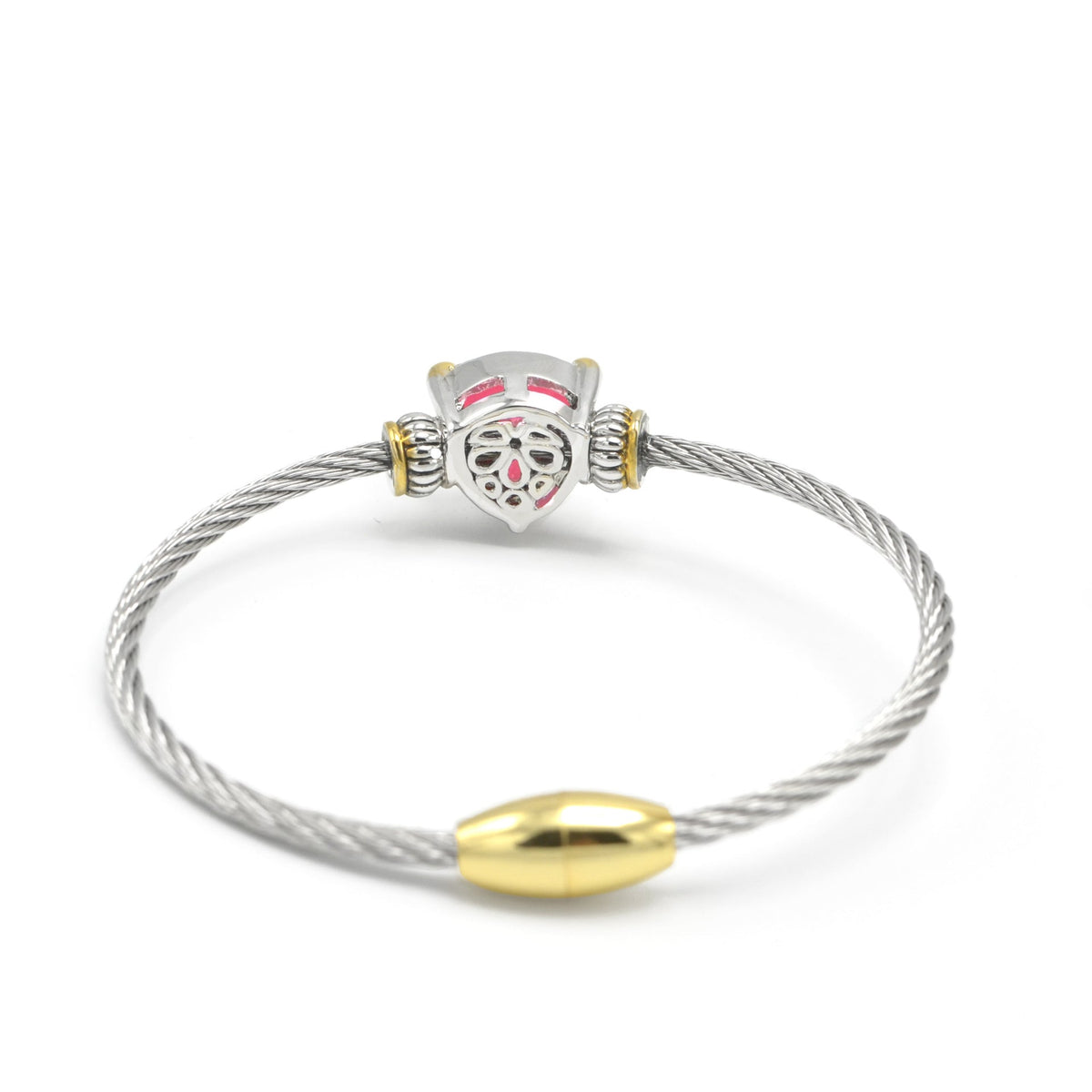Pink Heart Stone Cable Bracelet – 2.5