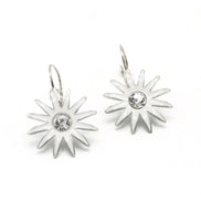 RHODIUM WHITE CRYSTAL FLOWER EARRINGS# SQ270766RW