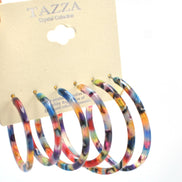 MULTICOLOR 3 PAIR HOOP EARRINGS SET#SQ315-09067438MIX
