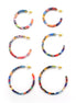 MULTICOLOR 3 PAIR HOOP EARRINGS SET#SQ315-09067438MIX