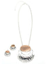 TWO-TONE HAMMERED METAL NECKLACE AND EARRINGS SET#SQMDD-0082X(LF20-LE20)