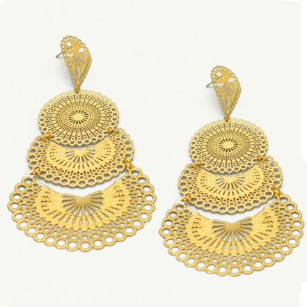 GOLD FILIGREE LIGHT WEIGHT EARRINGS#SQ20190135GLD (IC6/GF3/GE3)