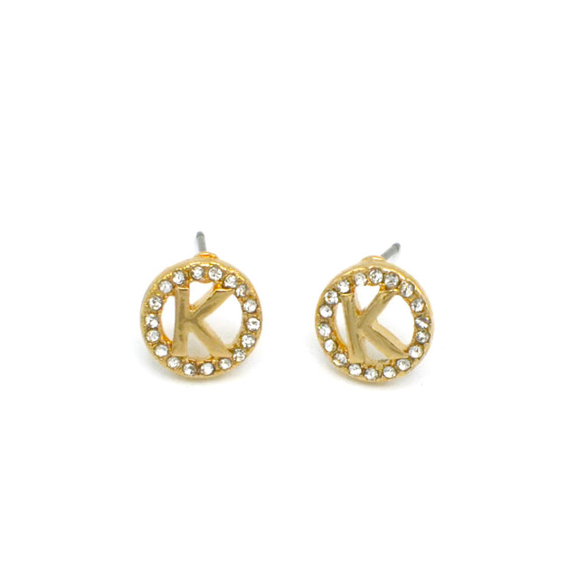 GOLD INITIAL K EARRINGS# SQ20190142K (ME9)