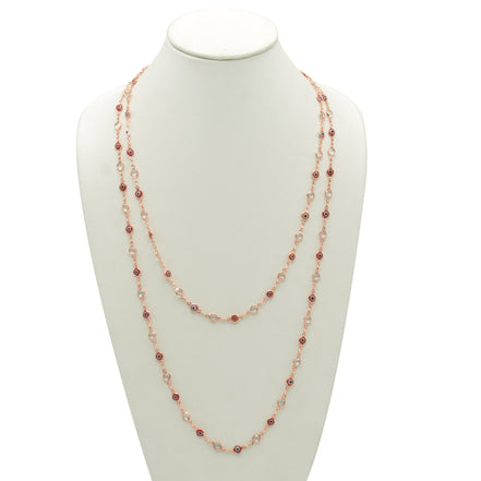 ROSE GOLD RED EVIL EYE CRYSTAL LONG NECKLACE #SQJGN031905 (AD6)