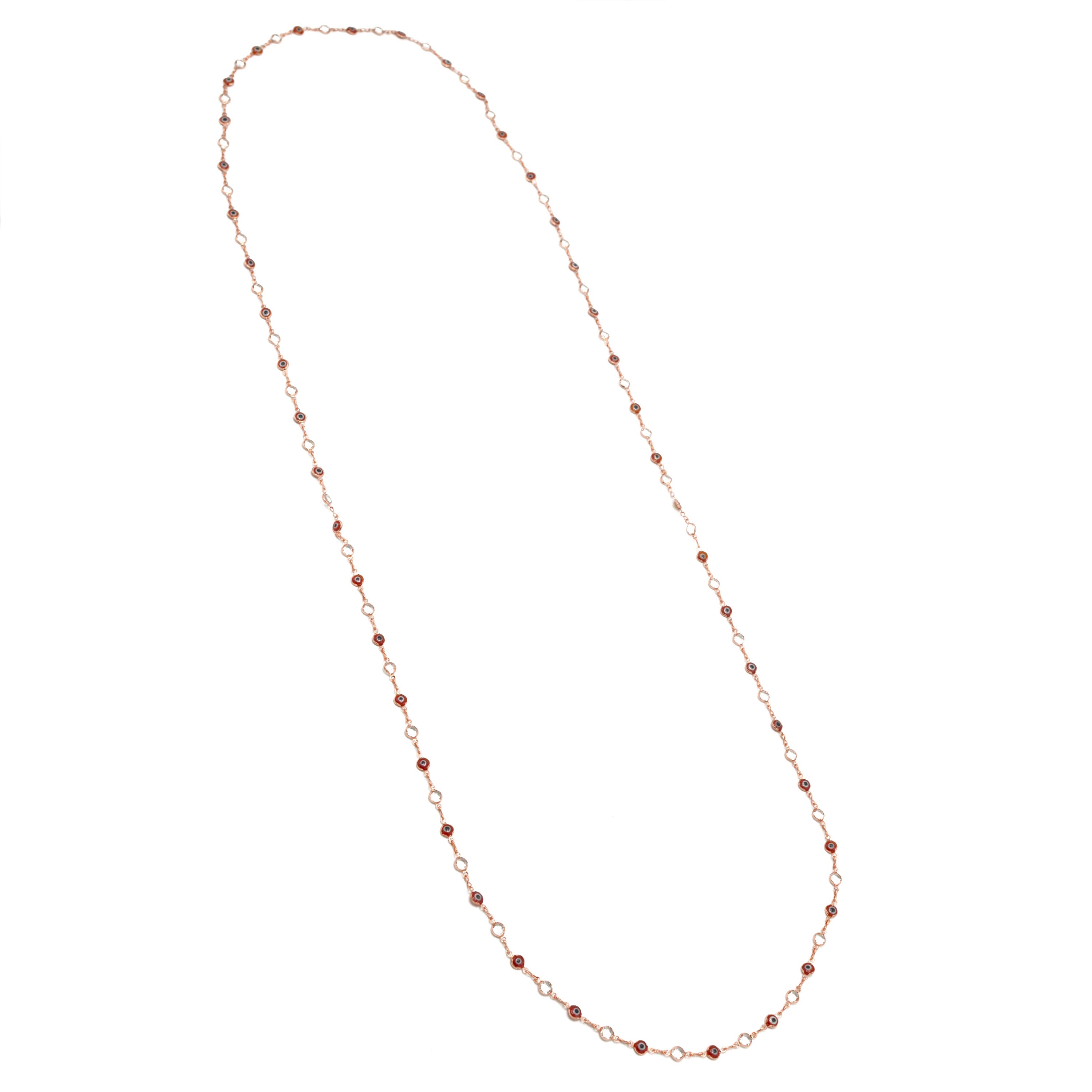 ROSE GOLD RED EVIL EYE CRYSTAL LONG NECKLACE #SQJGN031905 (AD6)