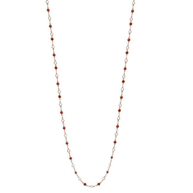 ROSE GOLD RED EVIL EYE CRYSTAL LONG NECKLACE #SQJGN031905 (AD6)
