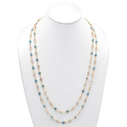 GOLD BLUE EVIL EYE AND CRYSTAL EXTRA LONG NECKLACE #SQJGN031905-1 (AF16-HC15)