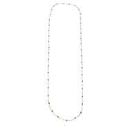 GOLD BLUE EVIL EYE AND CRYSTAL EXTRA LONG NECKLACE #SQJGN031905-1 (AF16-HC15)