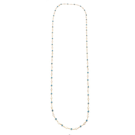 GOLD BLUE EVIL EYE AND CRYSTAL EXTRA LONG NECKLACE #SQJGN031905-1 (AF16-HC15)