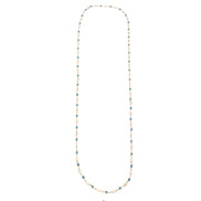 GOLD BLUE EVIL EYE AND CRYSTAL EXTRA LONG NECKLACE #SQJGN031905-1 (AF16-HC15)