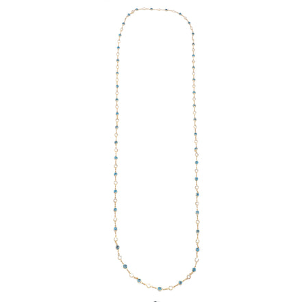 GOLD BLUE EVIL EYE AND CRYSTAL EXTRA LONG NECKLACE #SQJGN031905-1 (AF16-HC15)