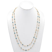 GOLD BLUE EVIL EYE AND CRYSTAL EXTRA LONG NECKLACE #SQJGN031905-1 (AF16-HC15)