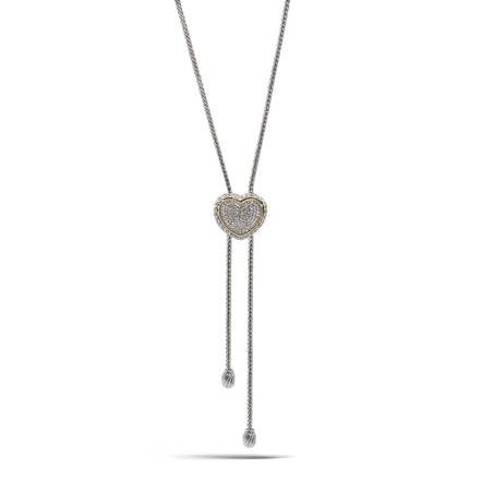 Adjustable Gold-Tone Heart Bolo Necklace – 30" Pavé Crystal Lariat #4653NK(FB16))