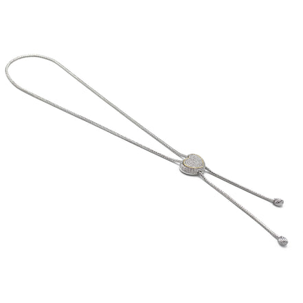 Adjustable Gold-Tone Heart Bolo Necklace – 30" Pavé Crystal Lariat #4653NK(FB16))