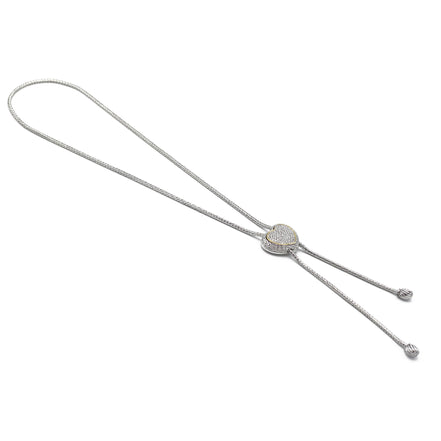 Adjustable Gold-Tone Heart Bolo Necklace – 30" Pavé Crystal Lariat #4653NK(FB16))