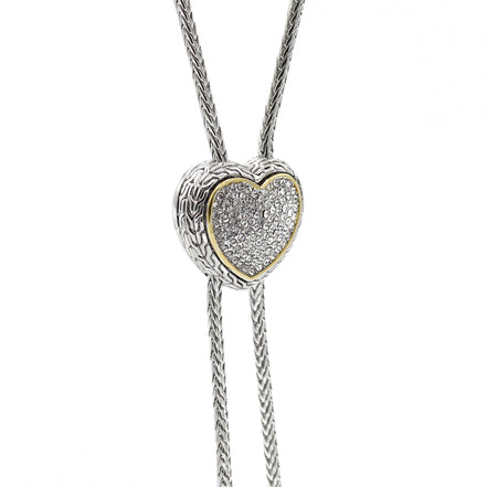 Adjustable Gold-Tone Heart Bolo Necklace – 30" Pavé Crystal Lariat #4653NK(FB16))