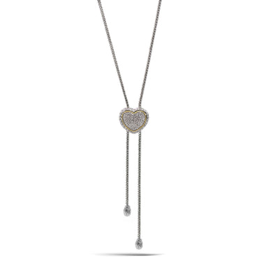 Adjustable Gold-Tone Heart Bolo Necklace – 30" Pavé Crystal Lariat #4653NK(FB16))