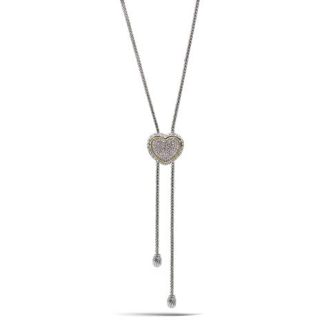 Adjustable Gold-Tone Heart Bolo Necklace – 30" Pavé Crystal Lariat #4653NK(FB16))