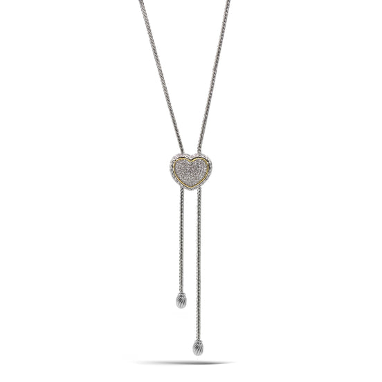 Adjustable Gold-Tone Heart Bolo Necklace – 30" Pavé Crystal Lariat #4653NK(FB16))