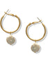 Elegant Gold Hoop Earrings with Faux Pearl Charms #SQMDD0522-0100G (AE12,TE7)