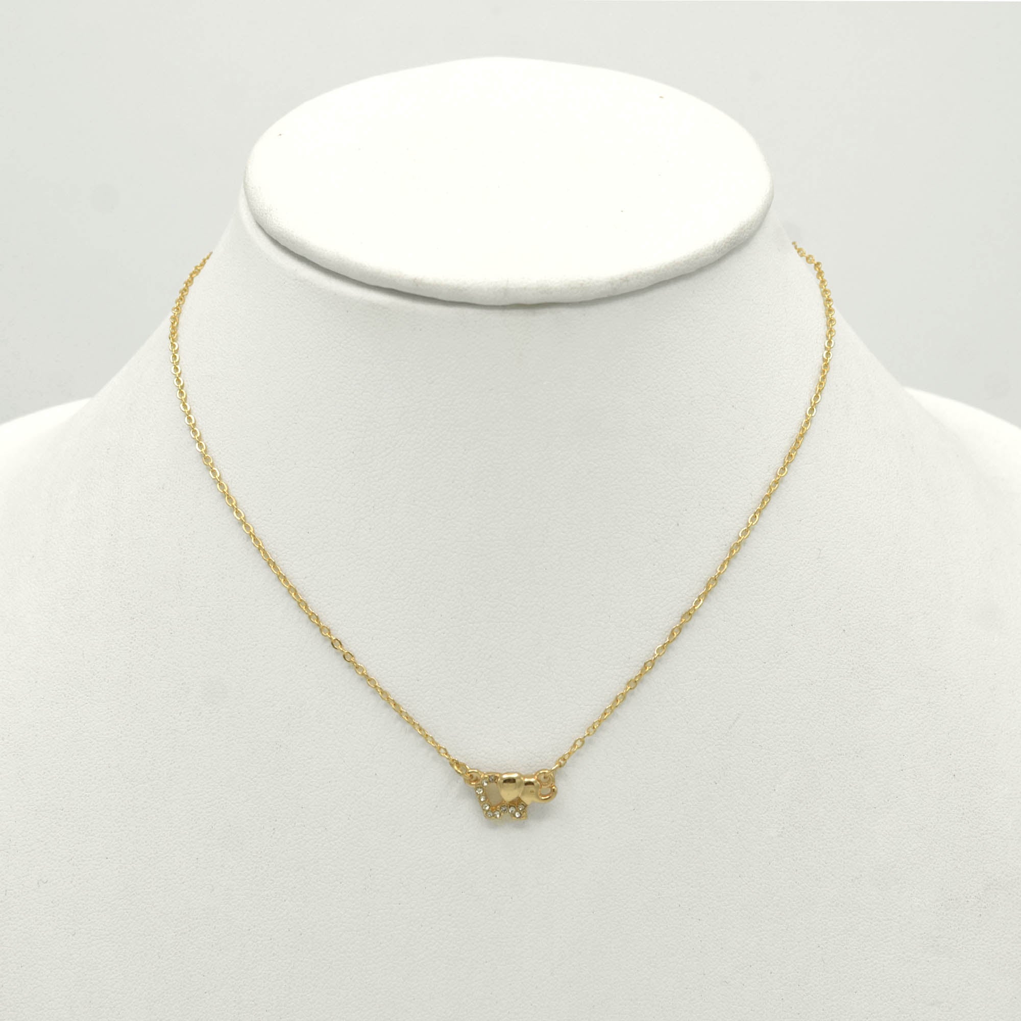 SILVER ELEPHANT SMALL CRYSTAL PENDANT NECKLACE #SQ260-060306S (NE13)