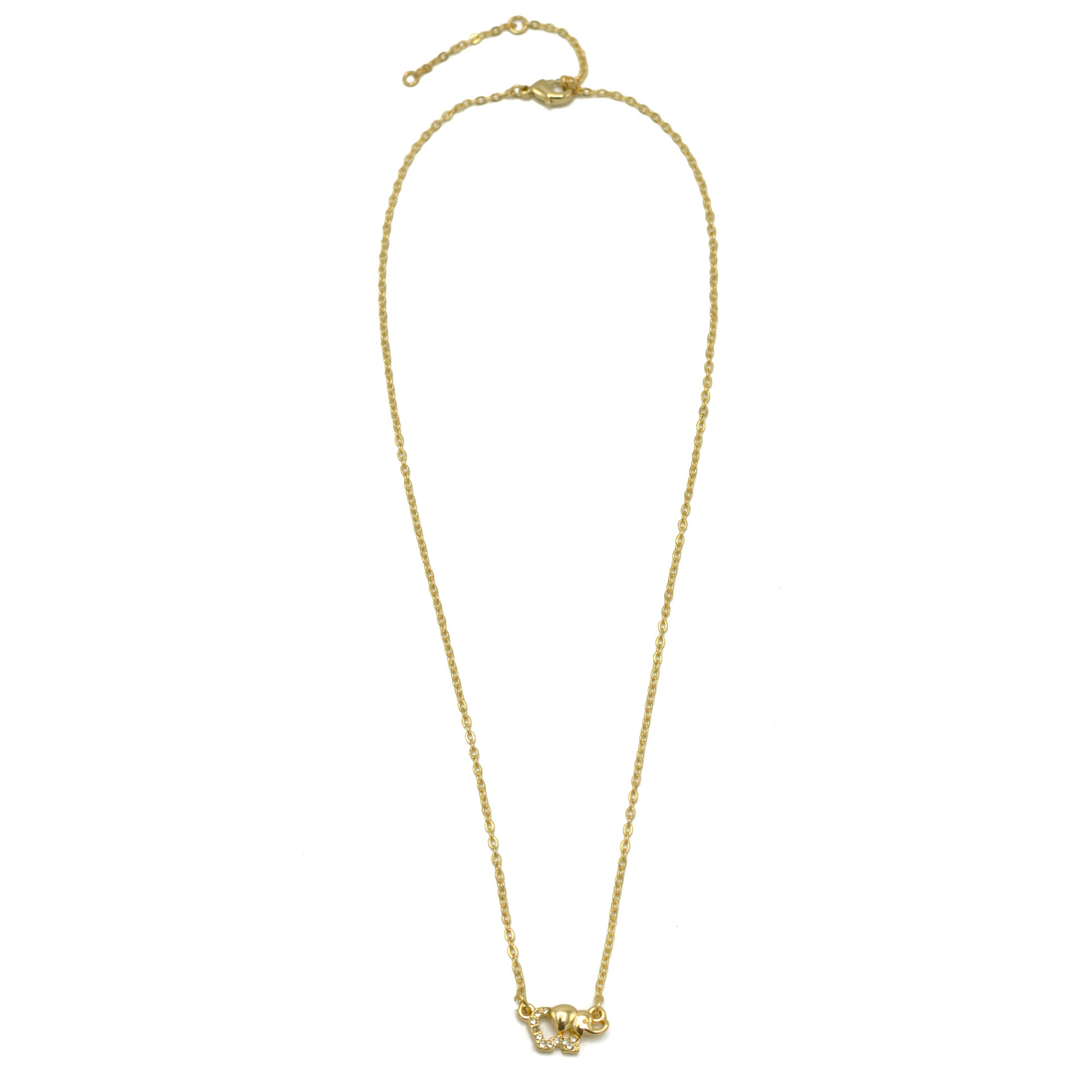 SILVER ELEPHANT SMALL CRYSTAL PENDANT NECKLACE #SQ260-060306S (NE13)