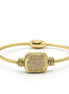 GOLD PAVE CRYSTAL ENGRAVED CLASSIC CABLE BRACELET#12506BR-GLD
