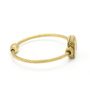 GOLD PAVE CRYSTAL ENGRAVED CLASSIC CABLE BRACELET#12506BR-GLD