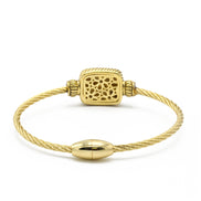 GOLD PAVE CRYSTAL ENGRAVED CLASSIC CABLE BRACELET#12506BR-GLD