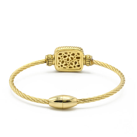 GOLD PAVE CRYSTAL ENGRAVED CLASSIC CABLE BRACELET#12506BR-GLD