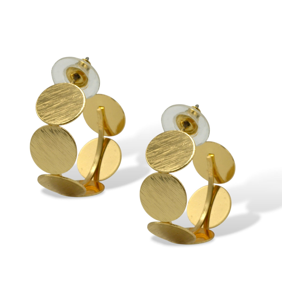 Modern Gold Coin Cluster Hoop Earrings (1