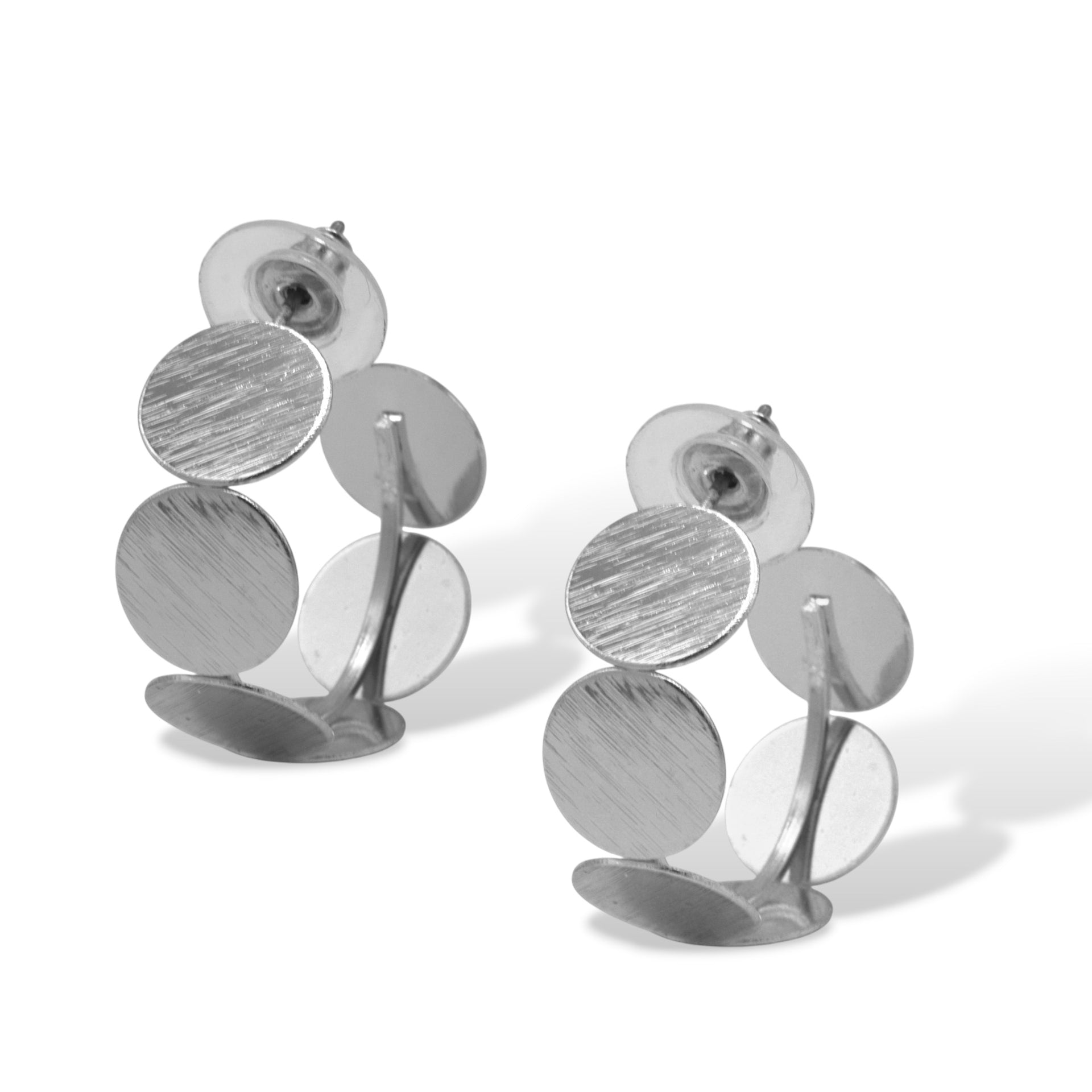Modern Silver Coin Cluster Hoop Earrings (1