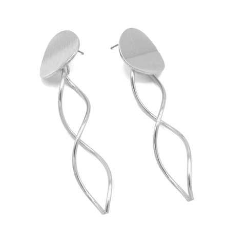 SILVER DROP STUD EARRINGS#SQ315-060330S (RD10/GA16)