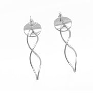 SILVER DROP STUD EARRINGS#SQ315-060330S (RD10/GA16)