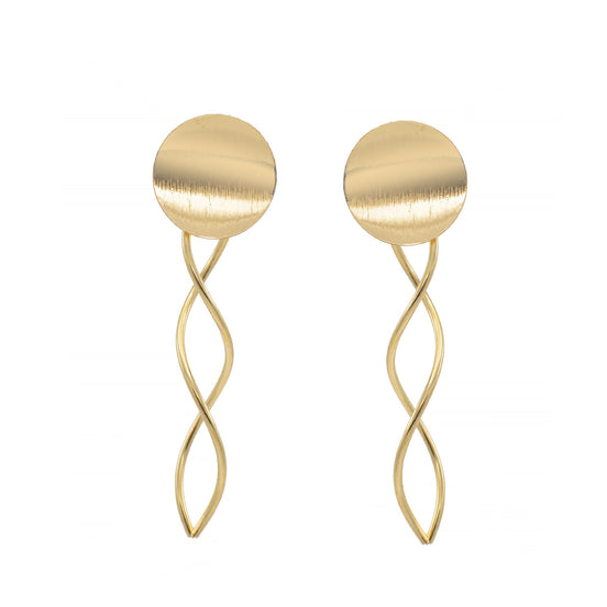 GOLD DROP STUD EARRINGS#SQ315-060330G (RD10/GB16)