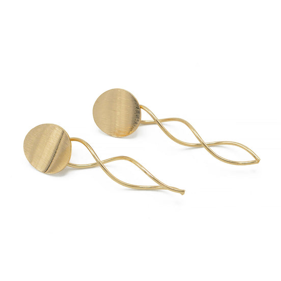 GOLD DROP STUD EARRINGS#SQ315-060330G (RD10/GB16)