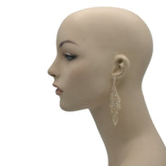 RHINESTONES CRYSTAL GOLD TASSEL DROP EARRINGS # SQXX-0701-0483G (ID12/IF10/IE12)