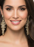 RHINESTONES CRYSTAL GOLD TASSEL DROP EARRINGS # SQXX-0701-0483G (ID12/IF10/IE12)