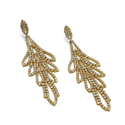 RHINESTONES CRYSTAL GOLD TASSEL DROP EARRINGS # SQXX-0701-0483G (ID12/IF10/IE12)