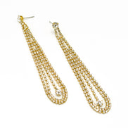 GOLD RHINESTONE CRYSTAL TASSEL EARRINGS 3.8