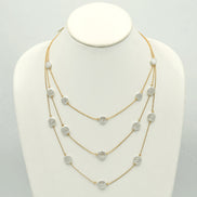 Gold Three row pearl necklace and earrings set #SQTDJ0004(NC12)