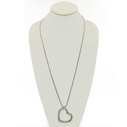 ANTIQUE SILVER HEART FILIGREE PENDANT LONG CHAIN NECKLACE #SQ321-071507 (LF2)