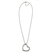 ANTIQUE SILVER HEART FILIGREE PENDANT LONG CHAIN NECKLACE #SQ321-071507 (LF2)
