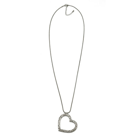 ANTIQUE SILVER HEART FILIGREE PENDANT LONG CHAIN NECKLACE #SQ321-071507 (LF2)