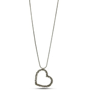 ANTIQUE SILVER HEART FILIGREE PENDANT LONG CHAIN NECKLACE #SQ321-071507 (LF2)